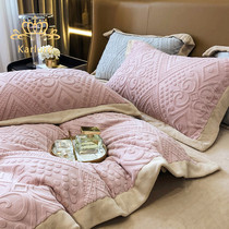 KARLURE thickened double-sided coral suede four-piece set of warm linen flannel velvet milk suede bedding