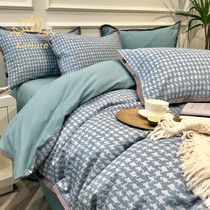 KARLURE light lavish full cotton mill wool four pieces of pure cotton quilt cover thickened sheet bed hat-style bed goods autumn and winter