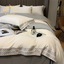 Karlure100 branch full cotton pure cotton four sets grinding wool thickened warm embroidery printed quilt cover bedding