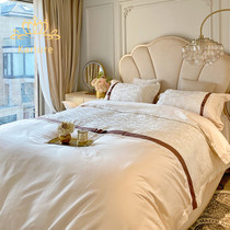 Kaulure light extravagant advanced sensation four pieces of pure cotton full cotton 120 gung satin long suede cotton linen bed bedding