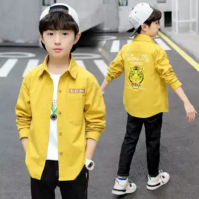 Children's clothing boys ' shirts 2021 spring new children's casual Western style middle and large children's spring and autumn long-sleeved shirts loose tide