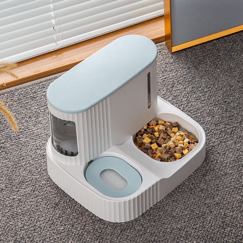 Cat bowls double bowl automatic drinking water feeding machine cat food pot eating bowls water bowls cats drinking water and anti-turning pet supplies