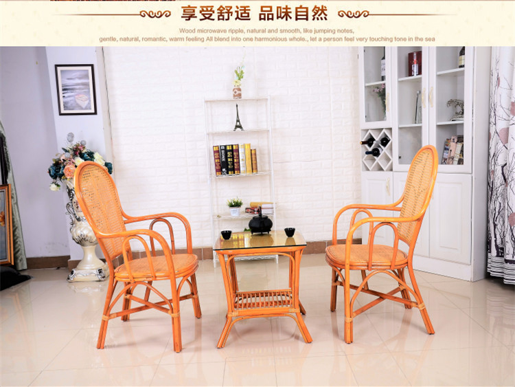 Ghế mây thật cao lưng ghế ba mảnh phòng ăn ghế ăn năm mảnh đồ gỗ ngoài trời handmade ghế ăn mây bàn cà phê - Bàn ghế ngoài trời / sân bàn ghế cafe ngoài trời