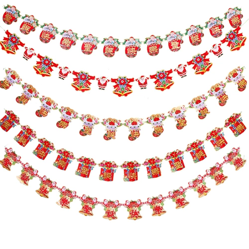 Рождественские декоративные украшения рождественские вытягивания цветочный флаг ланана подвесной ювелирные украшения подвесной кулон баннер торговый центр магазин детского сада