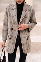 Korean high-end creamy double-sided cashmere coat womens short autumn and winter double-breasted plaid suit woolen jacket