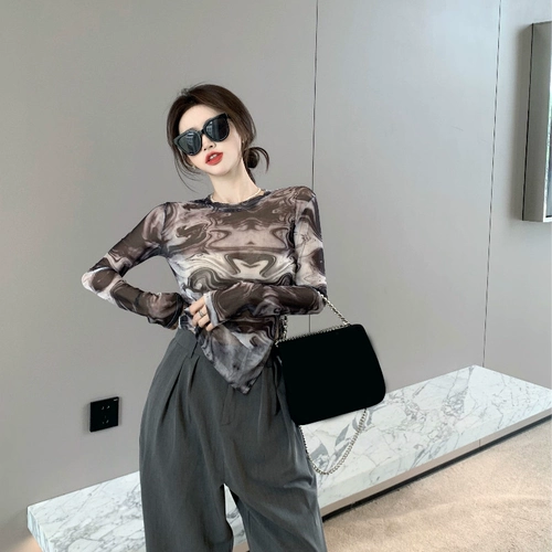 Лонгслив, тонкая ретро футболка, облегающий крой, защита от солнца