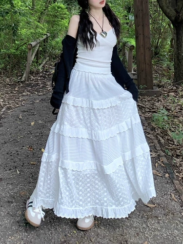 Белая летняя длинная юбка, 2024 года, А-силуэт