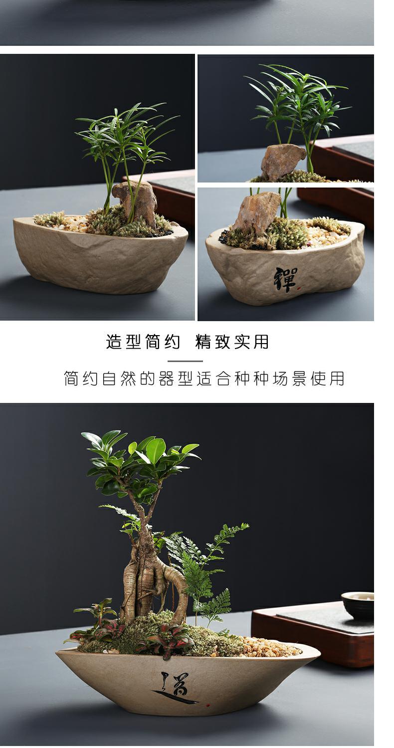 Creative imitation stone flower pot ceramic meaty plant small green plant pot desktop boutique bonsai clearance sale bag in the mail