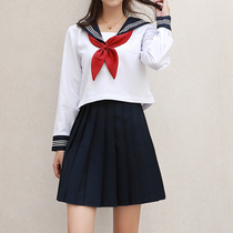 Japanese Orthodox JK uniform skirt genuine set of spring and summer White three basic water suit student class uniform
