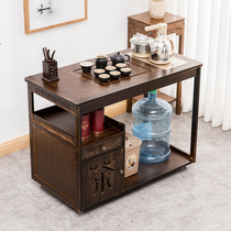 Mobile tea table Tea table Simple small tea table Living room tea table Tea tray Tea set One-piece household combination tea cabinet