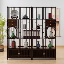 Bozu new Chinese style solid wood dobao Pavilion creative display cabinet carved furnishings cabinet tea shelf living room bookshelf