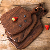 Handle Breadboard Fruit cutting board Cutting board Solid wood household black walnut steak tray Small mini dormitory chopping board