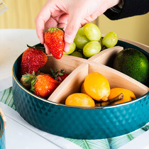 Nordic style ceramic portable basket fruit tray Living room coffee table Dried fruit tray grid snacks candy nut storage box