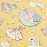 Самоклеющаяся наклейка, мультяшный ранец, туфли с пухом, декор, с вышивкой