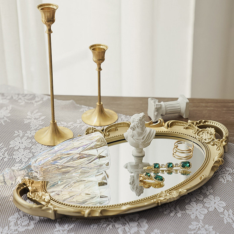 Retro Mirror Nursery Tray Photo Props Eu Style Decoration Photographic Web Red Pendulum small ornament Scene Swing the ins and wind