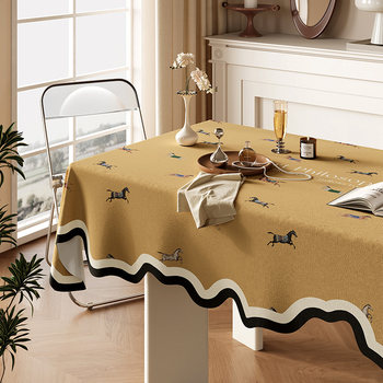 Special-shaped tablecloth cotton and linen fabric high-end french retro atmosphere 2025 new ins style tablecloth