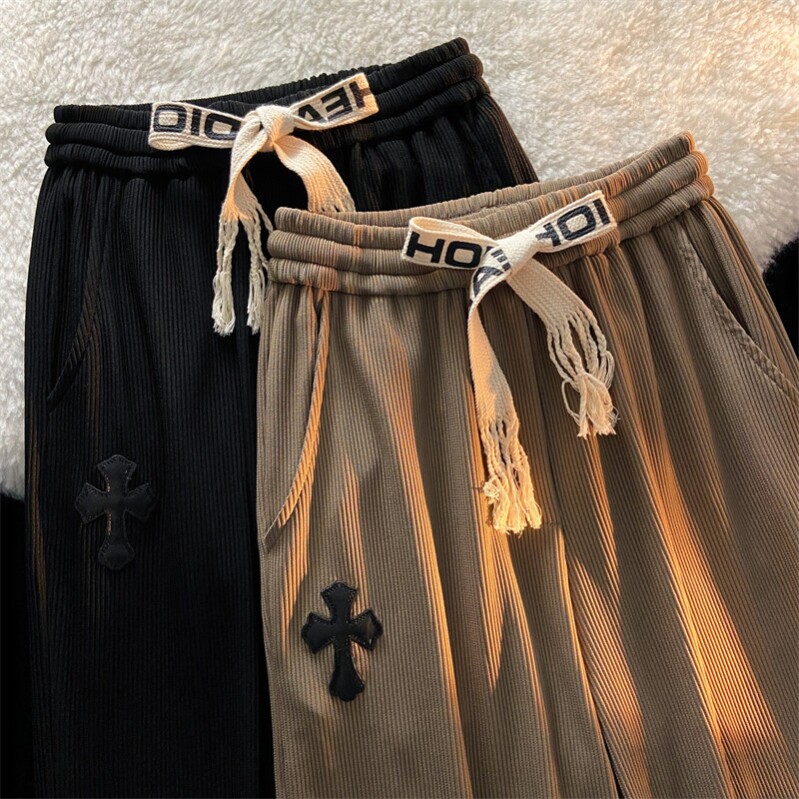 Hundreds of millions of teenagers American fashion brand high street cross casual thick cotton pants men and women summer hiphop straight wide pants