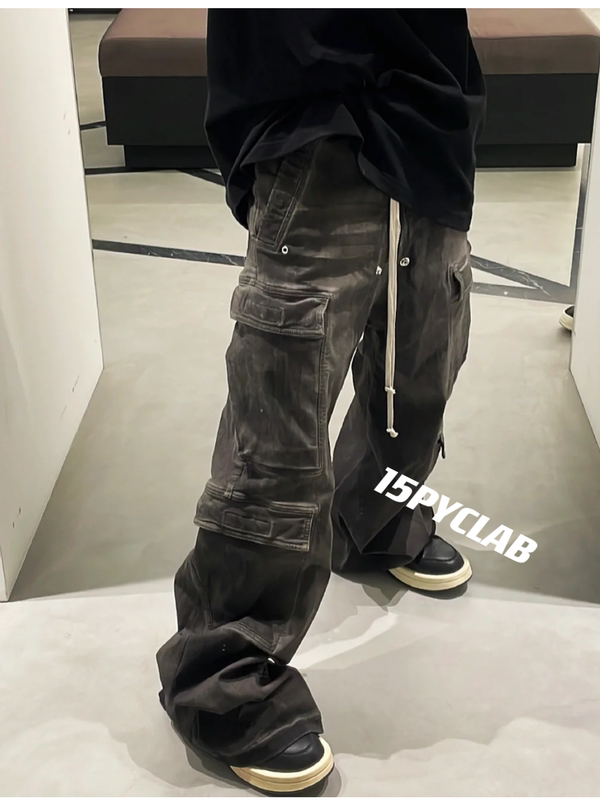 Original Style Ro Main Line 23Ssbela Cargo Heavy-Duty Dirty-Washed Smoky Gray Floor-Length Workwear Jeans