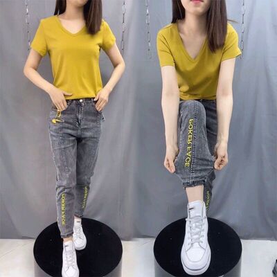 牛仔裤女老爹裤显瘦九分哈伦裤