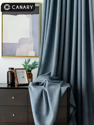 Solid color cotton linen full blackout curtains thickened soundproof and heat insulation bedroom living room 2021 new popular Norse simplicity