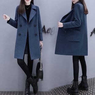 ウールコートレディースミドル丈ゆったり痩身両面ウールコート2018秋冬新作カジュアル万能コート