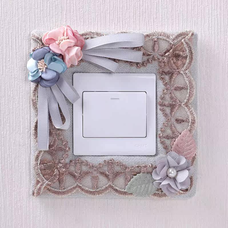 Switch protective sheath Anti-dirty lace switch sticker Nordic style Home socket Ugly Decorative patch Border cover High end