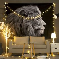 Black background wall fabric red ins girls arranged hanging cloth live room bedside decorated starred lion tapestry