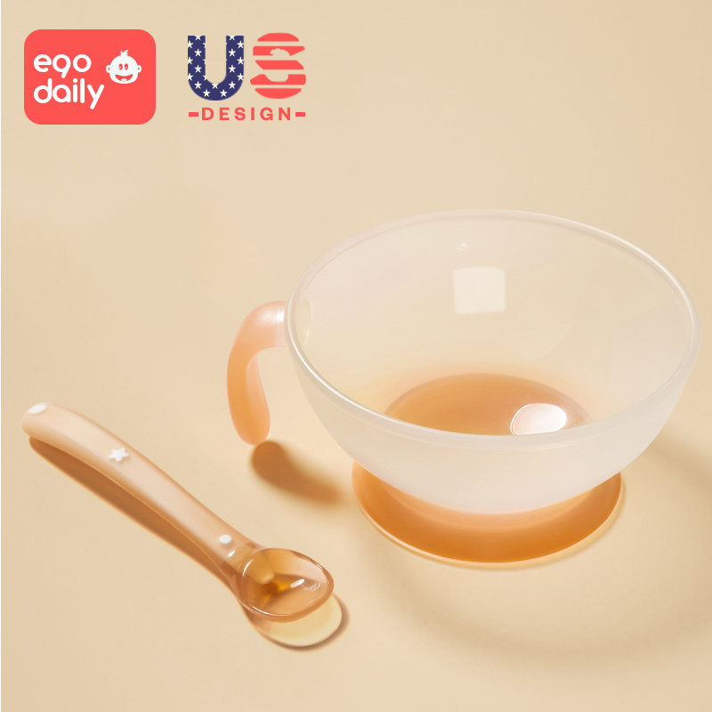 Baby Assisted Food Bowl Beginner Eating Rice Burnt Powder Assisted Food Bowl Small Spoon Silica Gel Suit Newborn Toddler Feeding Water Baby Special-Taobao