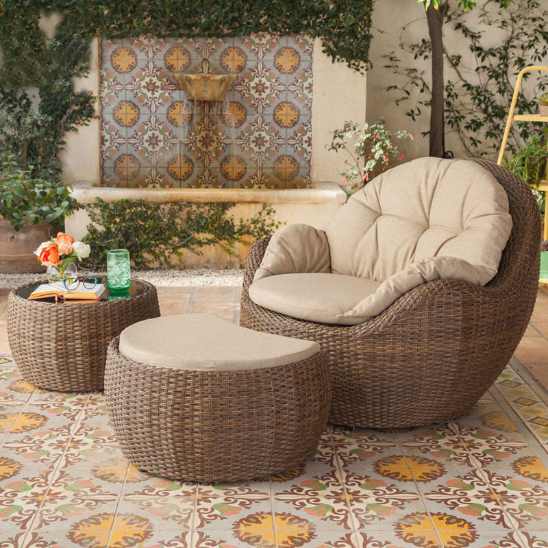 Outdoor vine chair sofa three pieces balcony vineCourtysHome chairhouseOutdoor terrace leisure single chair