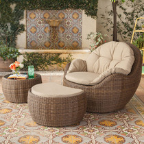 Outdoor rattan chair sofa Three sets Balcony Patio Courtyard Rattan table and chairs Composition Home Outdoor Terrace Casual Single Chair