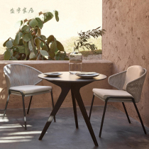 Nordic Outdoor Table And Chairs Balcony Patio Garden Waterproof Sunscreen Casual Open Air Rattan Chairs Tea Table Combined Rattan table and chairs