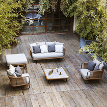 Nordic Outdoor Sofa Patio Garden waterproof sunscreen Rattan Sofa Combined Villa Terrace Casual Rattan Sofa