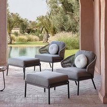 Nordic Outdoor Rattan Sofa Patio Room Outdoor Balcony Sofa Tea Table Combo Villa Hotel Casual Rope Choreography