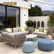 Nordic Outdoor Sofa Patio Garden Waterproof Sunscreen Sofa Tea Table Combined Villa Yang Light House Rattan Chair Sofa