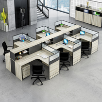 Staff computer screen workstation desk 4 6-person office table and chair combination Simple modern L-shaped financial desk