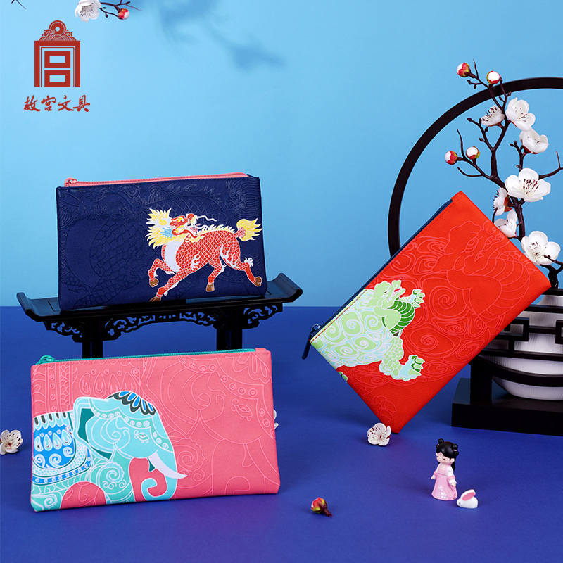 Forbidden City Stationery Containing official flagship store official flagship store Handbag Canvas Pen Bag Original Design Wallet Lip Red Bag Wentron Gift Giving Girlfriend Birthday Gift man and woman Child Lead Pencil Case Pen bag