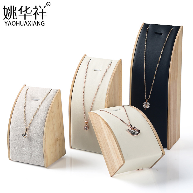 Solid wood new necklace display rack Curved pendant shelf Jewelry holder window counter display props display rack