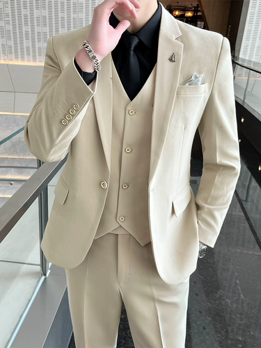 Комплект, пиджак классического кроя для отдыха, куртка, свадебное платье, костюм, в корейском стиле, 3 предмета