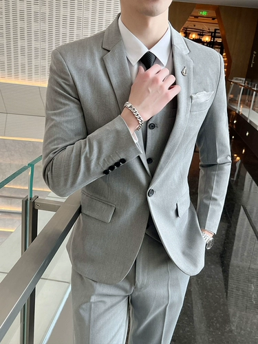 Комплект, пиджак классического кроя для отдыха, куртка, свадебное платье, костюм, в корейском стиле, 3 предмета