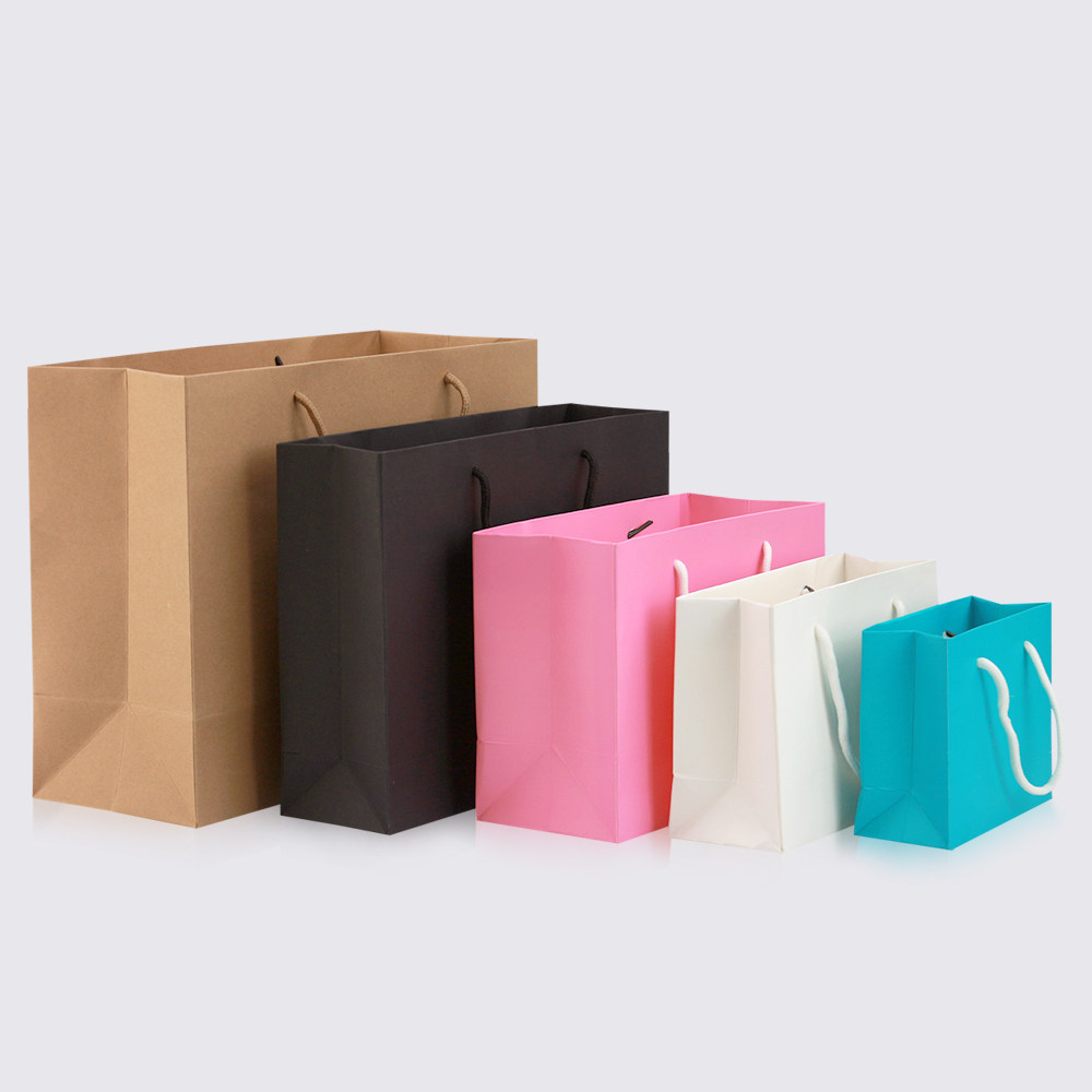 Pink color boy paper bag single large solid color ziplock bag student hard paper shell gift bag small child