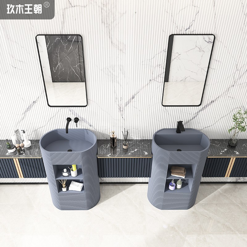 Jiu Wood Dynasty Artificial Stone Columns Basin integrated washbasin Art basin Small family Type of dressing room Handwashing table Basin
