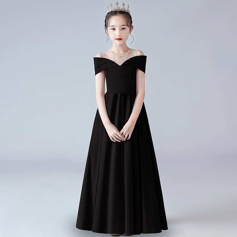 Girls' Dress, Classy and Luxurious, Niche Piano Performance Dress, Black Princess Dress, Kidsren's Host Dress