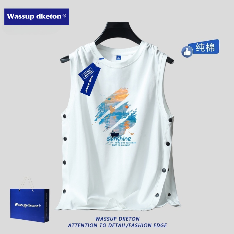 Post-Surgery Recovery Vest for Men with Arm Fracture, Double-Sided Button Closure, Easy to Put on and Take Off, Pure Cotton, Loose Fit, Special Top for Wearing with a Cast