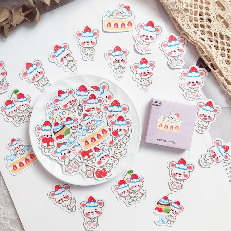 Only mouse on your day family net red handbill stickers suit a sticker 44 sheets and paper cartoon cute girl hands account material big gift bag cane hand tent Benins wind decorated with small patterns