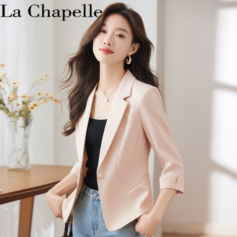 La Chapelle Pink Blazer for Women 2026 New Summer Petite High-End Short Suit Jacket