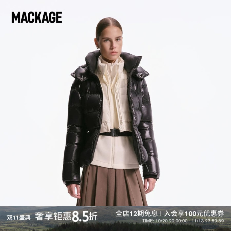 [Recommended for Autumn and Winter] Mackage Women's Madalyn Waist-Cinching Water-Repellent Windproof Fabric Hourglass down Jacket
