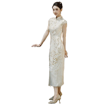 Cheongsam toasting dress high-end bridal engagement dress sexy backless Chinese style stand-up collar dress elegant temperament