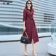 Windbreaker coat for women petite 2024 spring new style burgundy mid-length slim style thin high-end coat