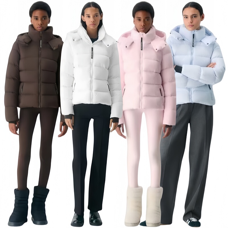 Aritzia Short down Jacket for Women, Hooded Slim-Fit Puffer Coat, Winter Warm Goose down Soft Fabric