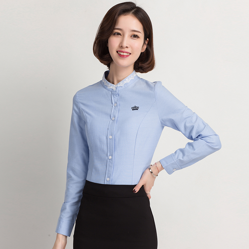 白衬衫女打底衬衫女职业ol春秋冬加绒加厚长袖工装女士衬衫小清新